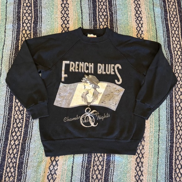 Bassett-Walker Other - Vintage Bassett Walker French Blues Sweatshirt Black Raglan USA Made Large